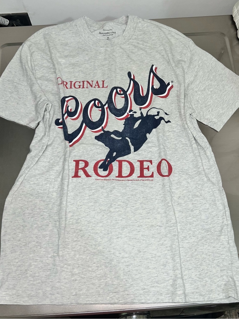 Abercrombie & Fitch Original Coors Rodeo Oversized Grey Graphic Tee